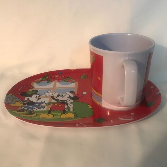 JCPENNEY/DISNEY-Mickey Mouse & Minnie Mouse Christmas Holiday Plate/Mug Set RARE - Picture 6 of 8
